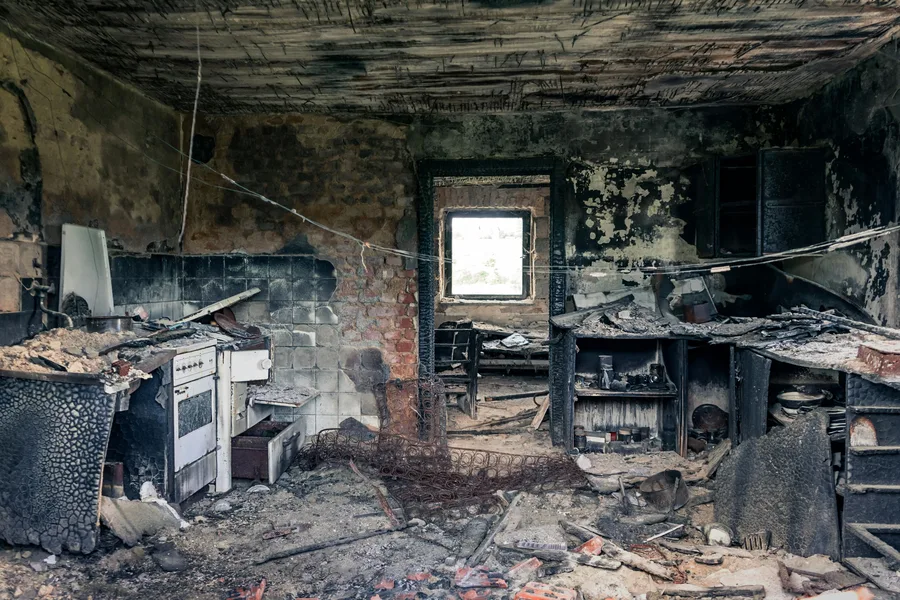 fire damage restoration Orlando Florida — smoke and soot damage in residential property